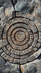 Obraz premium Ancient Stone Calendar: A Circular Timekeeper with Intricate Carvings