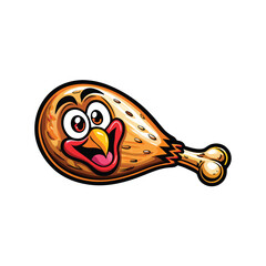 Create a cartoon illustration of a cheerful chicken with a playful expression.