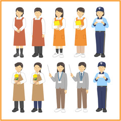 Fototapeta premium 職業 複数人イラストセット