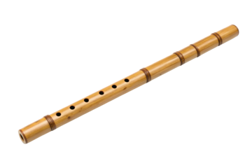 Wooden flute isolated with transparent background