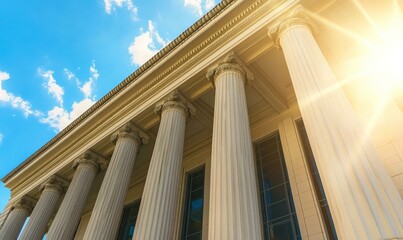 Naklejka premium Majestic stone architecture, with stone columns supporting the roof of the building