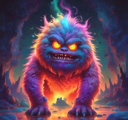 Obraz premium Illustration of fluffy and cute small monster.