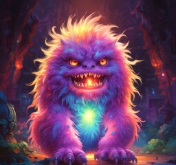 Illustration of fluffy and cute small monster.