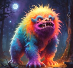 Obraz premium Illustration of fluffy and cute small monster.