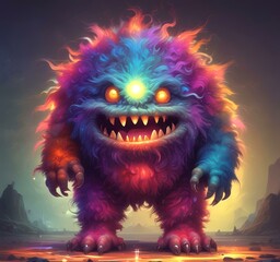 Illustration of fluffy and cute small monster.