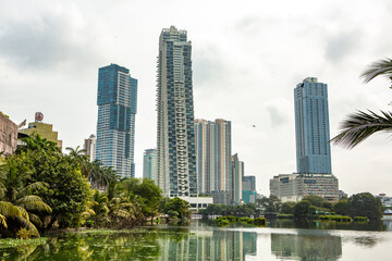 Photo with a beautiful landscape of the city of Colombo, the capital of the island of Sri Lanka