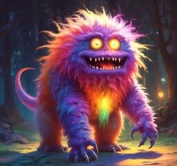 Naklejka premium Illustration of fluffy and cute small monster.