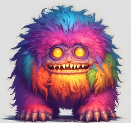 Fototapeta premium Illustration of fluffy and cute small monster.