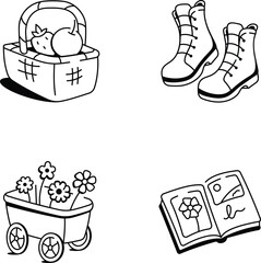 Pack of Springtime and Garden Doodle Icons 
