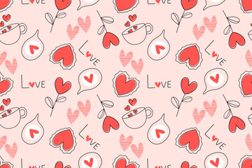Valentine day, Valentine's seamless pattern with hearts design for fabric, cotton, wallpaper, satin, paper.
