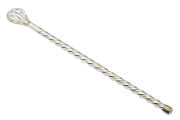 Twisted silver cocktail stirrer isolated with transparent background