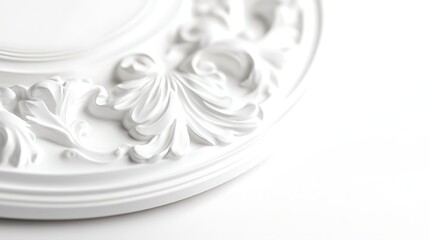 White Ornate Decorative Ceiling Medallion Detail