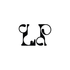LP monogram logo design letter text name symbol monochrome logotype alphabet character simple logo