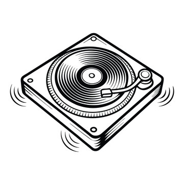 black and white turntable record player clip art preview