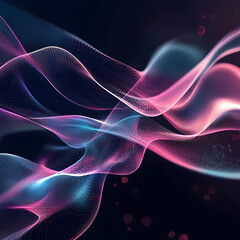 Fototapeta premium Abstract Flow: Ethereal pink and blue waves dance across a dark background, creating a mesmerizing, otherworldly visual.