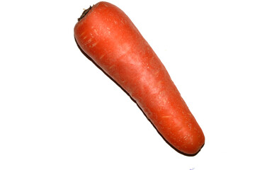 Close Up of a Large Carrot on a White Background