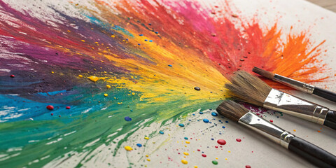 Obraz premium Chaotic brush strokes splashing bold colors in abstract harmony