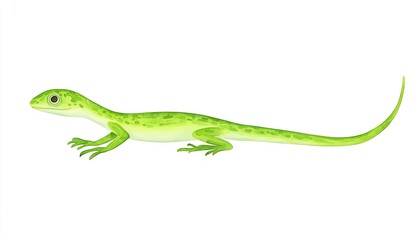 Vibrant green lizard illustration showcasing its detailed anatomy and dynamic pose on a white background