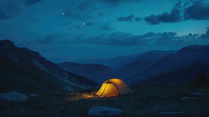 camping with very beautiful views of the mountains and sky at night