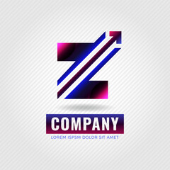 Modern arrow combined with initial letter Z logo  design. Gradient color logo