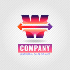 Modern arrow combined with initial letter W logo  design. Gradient color logo