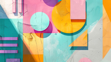 Explore vibrant abstract shapes in a stunning mural bursting with color and texture. Dive into a visual feast where every angle tells a story. Perfect for art lovers and inspiration seekers