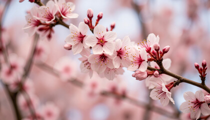 Obraz premium Colorful blooming tree branches in soft light, symbol of peace