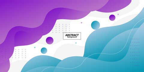 Purple and blue geometric business banner design. Colorful creative banner design with wave shapes and lines on white background. Simple horizontal banner. Vector Eps10