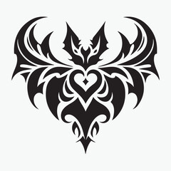 Vampire bat Valentine's Day tattoo silhouette line art vector design  