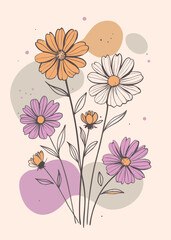 Naklejka premium A inspired wedding invitation with daisies plants vector