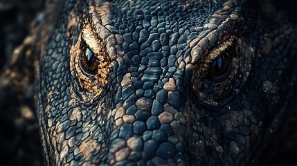 Obraz premium Closeup view of a Komodo dragons eye and scales