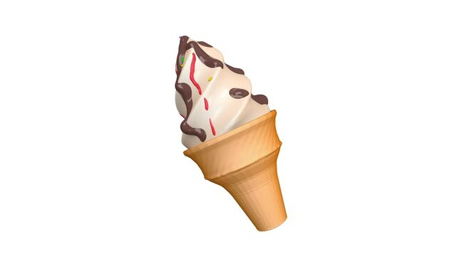 ice cream cone 3d animation. ice cream cone 3d icon rotation