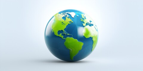 Naklejka premium 3d icon of the earth, blue and green colors, white background, simple design, vector illustration