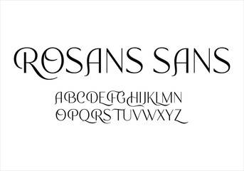 Rosans Sans font for logo and headline. Isolated vector typeset