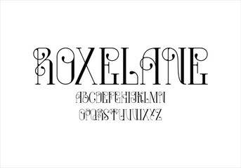 Roxelane font for logo and headline. Isolated vector typeset