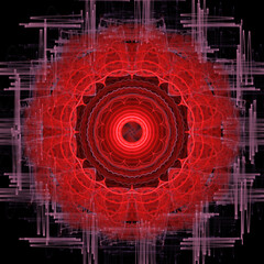 Red ornate bright fractal ornament