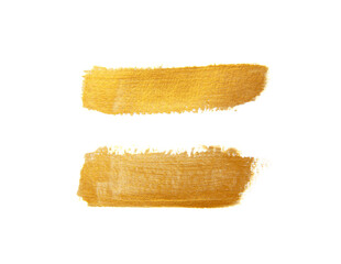 Gold Texture Paint Stain Illustration. Hand drawn brush stroke design element.