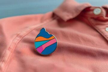 Enamel pin mockup template card logo, soft apparel clothes, sleek design. Generative Ai.