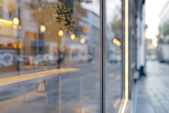 Shop window mockup door windowsill street