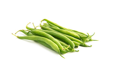 Green beans pile isolated on white background