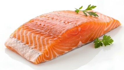 Salmon steak on white background