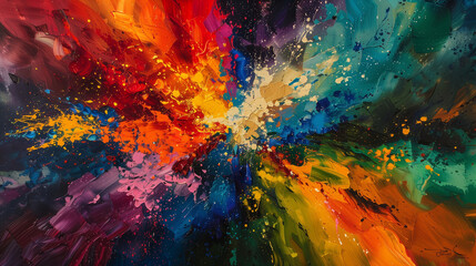 Vibrant Abstract Painting Exploding with Color