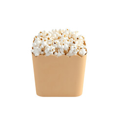 Buttery popcorn in a beige container Movie snack treat