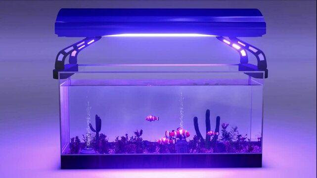 Aqu&aacute;rio  fantasia para entusiastas de aquarismo  . Modelo decorativo conceitual. Vers&atilde;o noturna.