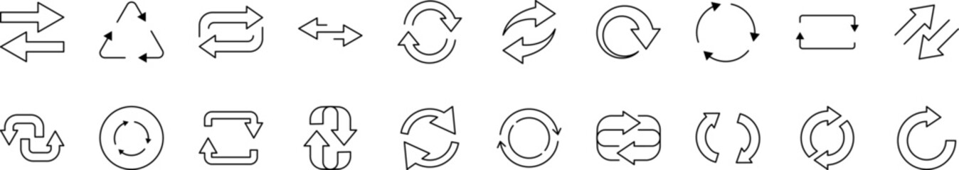 Arrow Round Modern Outline Style Icons for Design, Cards, Apps, Social Networks