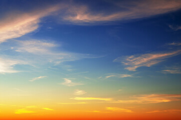 Vivid sky illuminated by the sunset