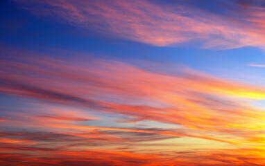 Fiery orange sunset sky. Beautiful sky.