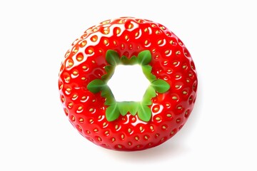 Letter O designed with strawberry texture isolated on white background