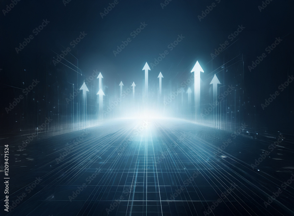 Aufkleber glowing arrows ascend a digital highway, symbolizing growth and technological advancement. the path 