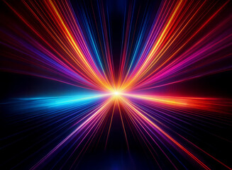 Vibrant streaks of light radiate outwards from a central point, creating a dynamic, abstract image of speed and energy.  Colors burst from a bright core, forming a dazzling display of motion.